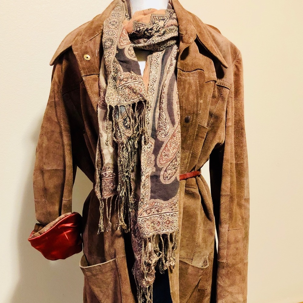 VINTAGE SPLIT COWHIDE SUEDE PATCHWORK JACKET